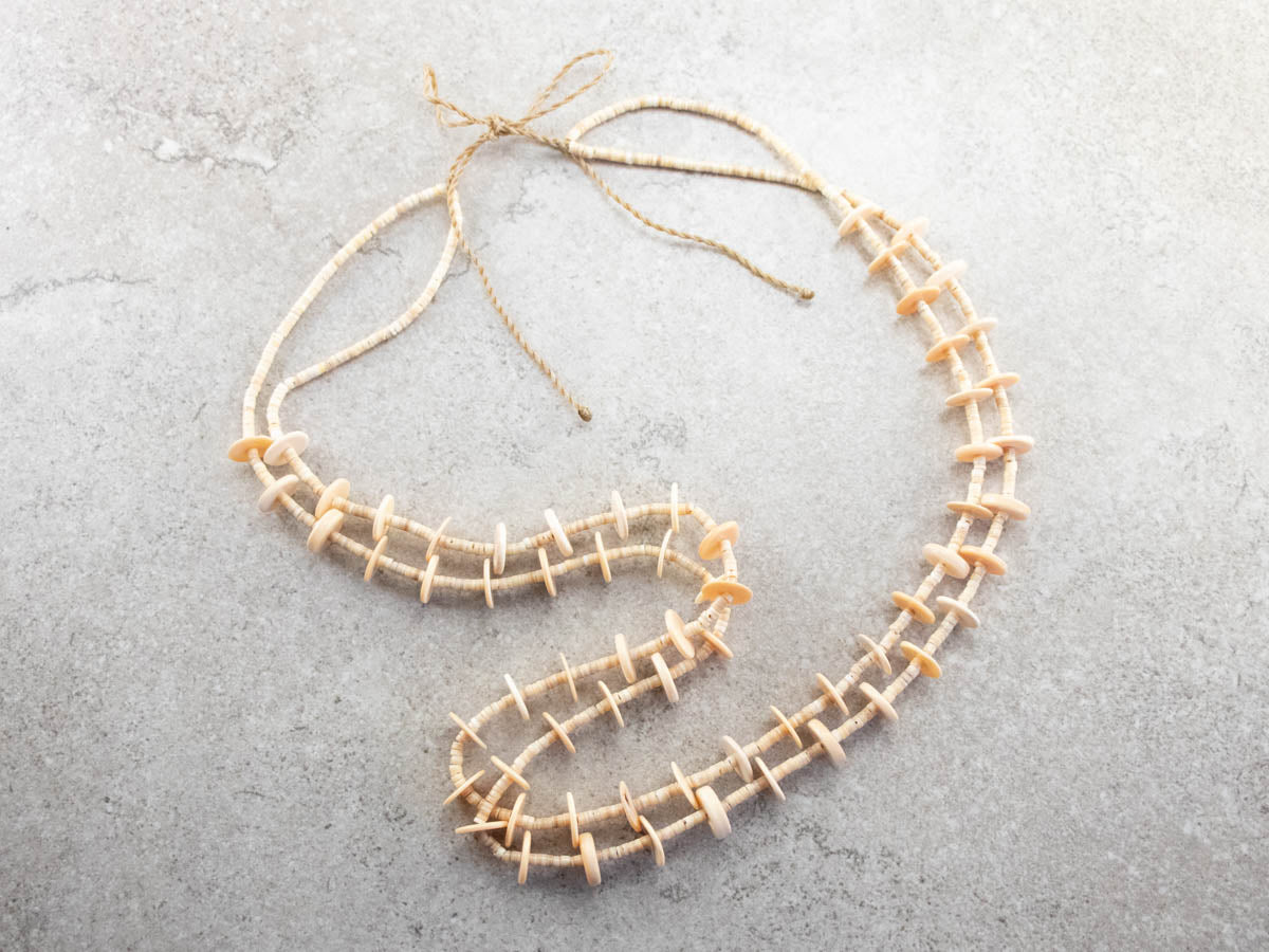 Native American Shell Bead Necklace and Bracelet Set