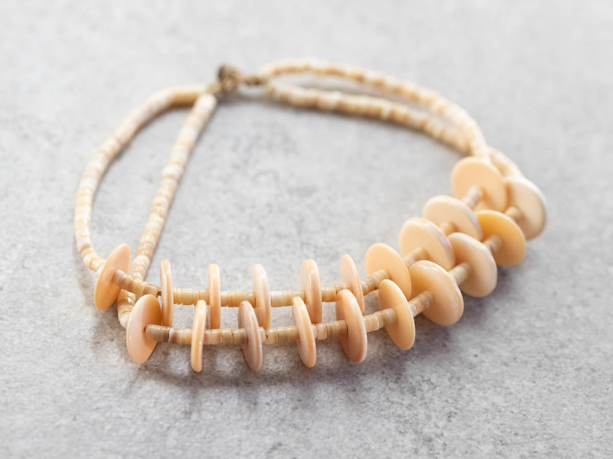 Native American Shell Bead Necklace and Bracelet Set