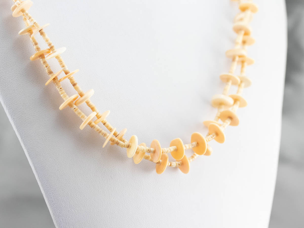 Native American Shell Bead Necklace and Bracelet Set