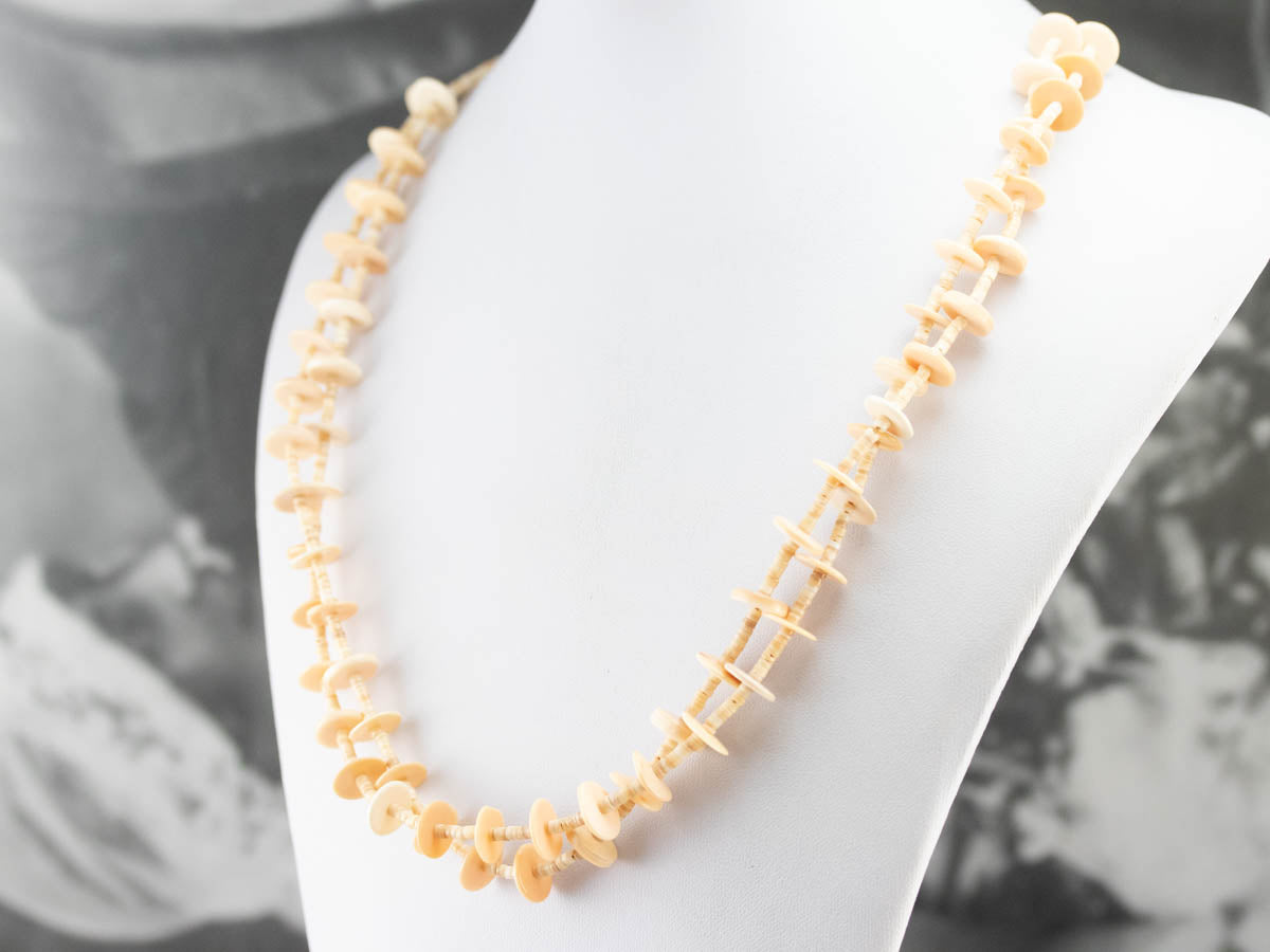 Native American Shell Bead Necklace and Bracelet Set