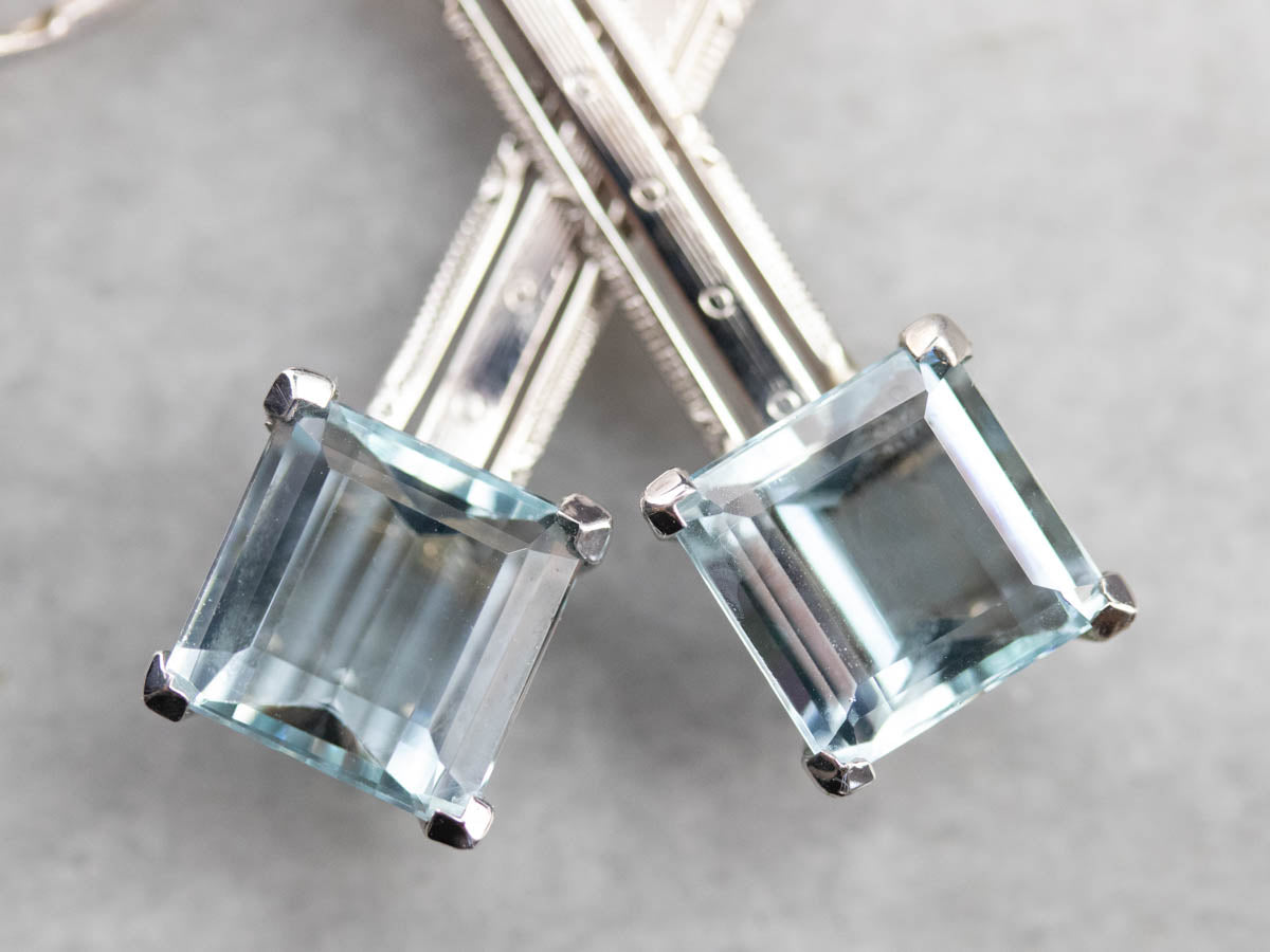 Art Deco Aquamarine Drop Earrings