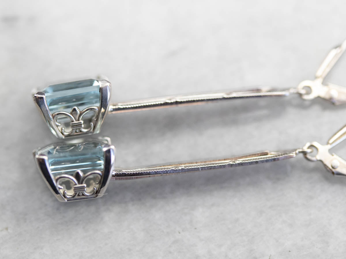 Art Deco Aquamarine Drop Earrings