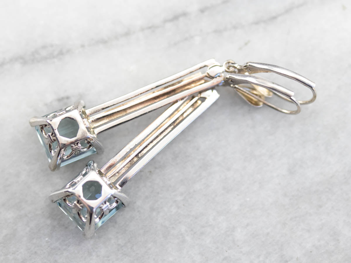Art Deco Aquamarine Drop Earrings