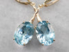 Gold Blue Topaz Drop Earrings