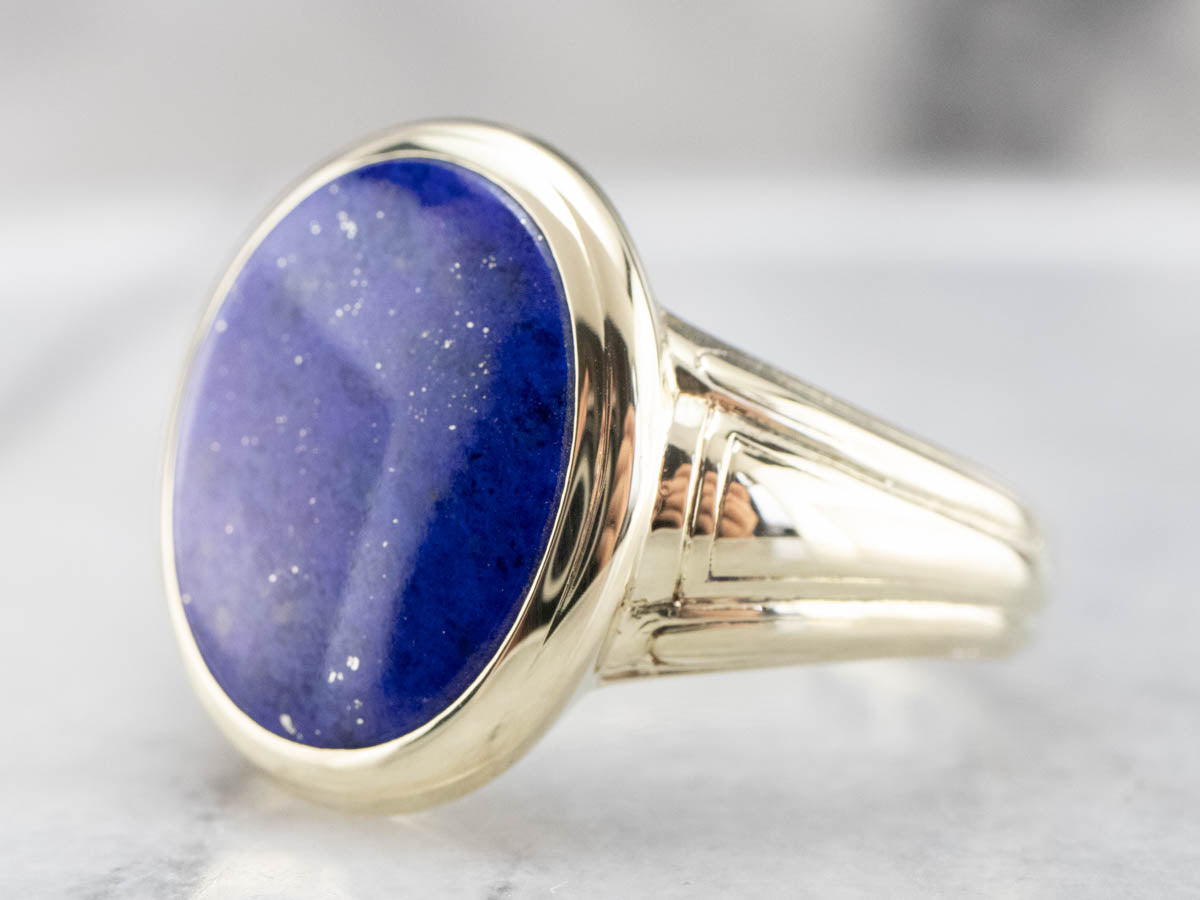 Bold Green Gold and Lapis Men's Ring