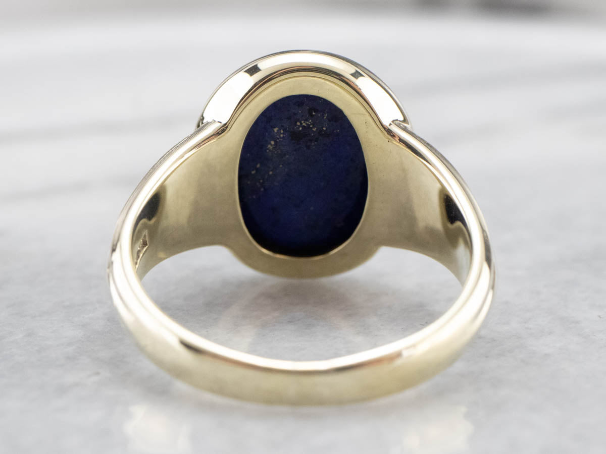 Bold Green Gold and Lapis Men's Ring