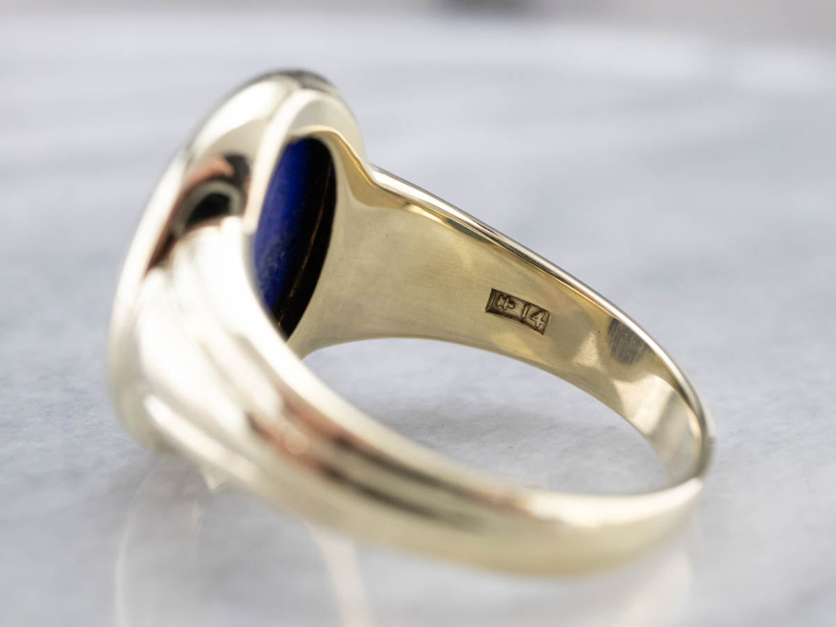 Bold Green Gold and Lapis Men's Ring