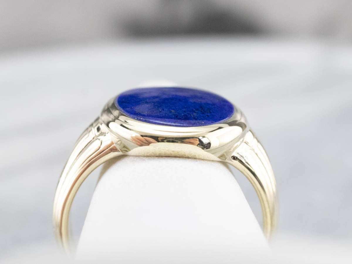Bold Green Gold and Lapis Men's Ring