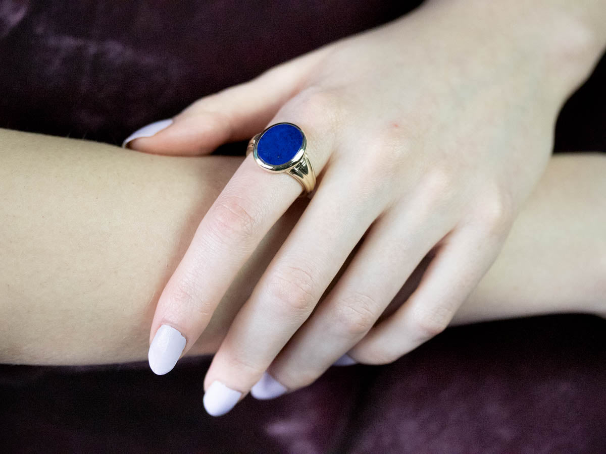 Bold Green Gold and Lapis Men's Ring