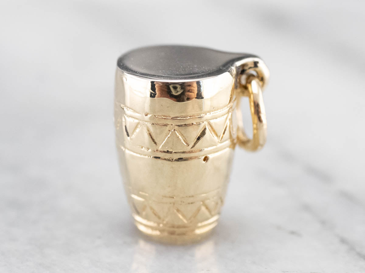 Two Tone Conga Drum Gold Charm