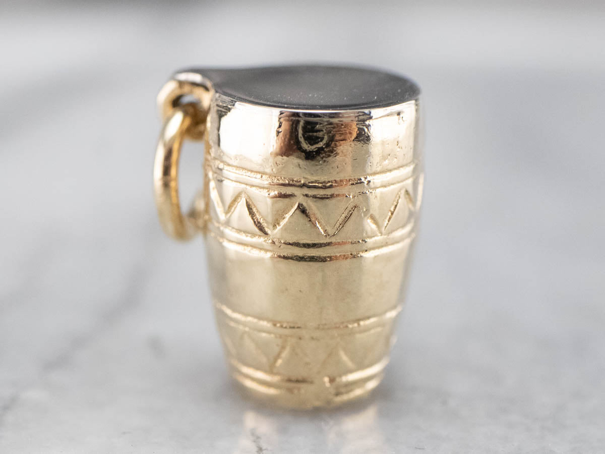 Two Tone Conga Drum Gold Charm