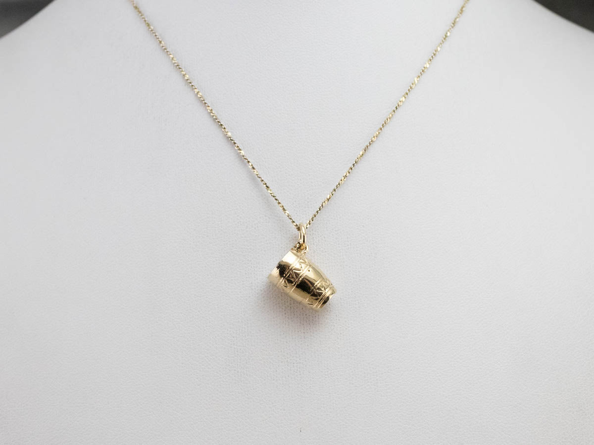 Two Tone Conga Drum Gold Charm