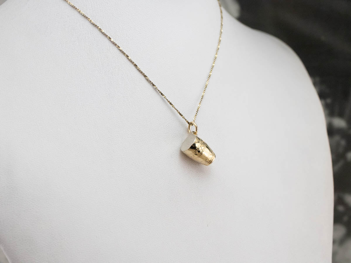 Two Tone Conga Drum Gold Charm