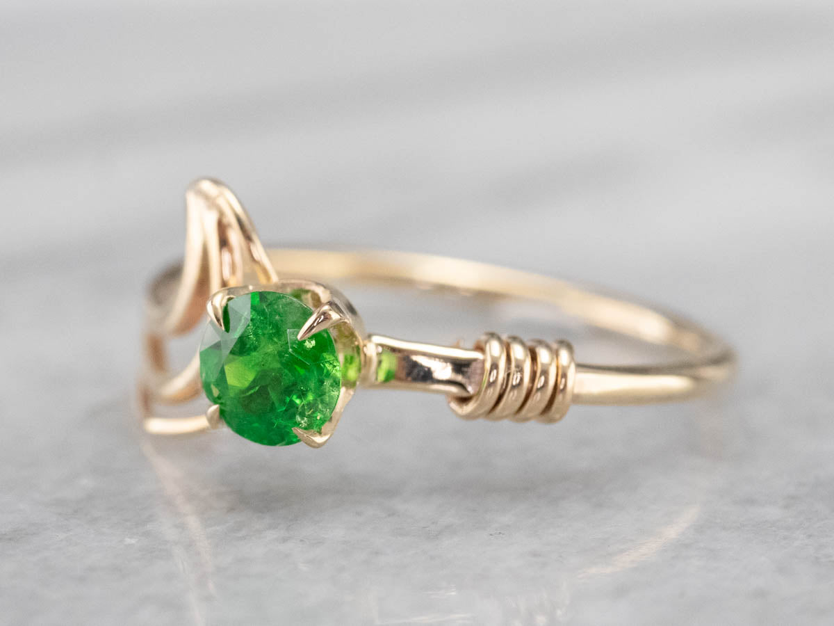 Modernist Green Garnet Ring