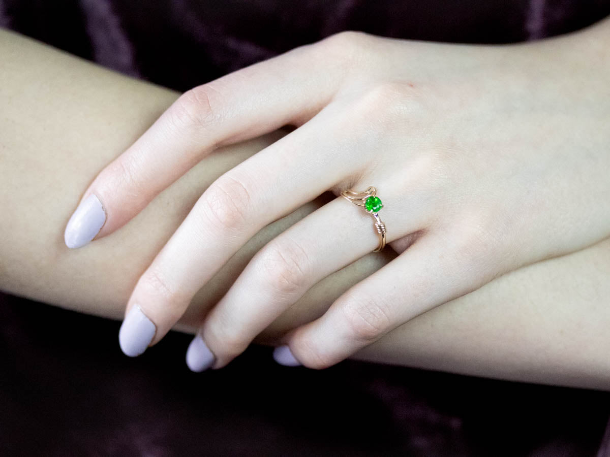 Modernist Green Garnet Ring
