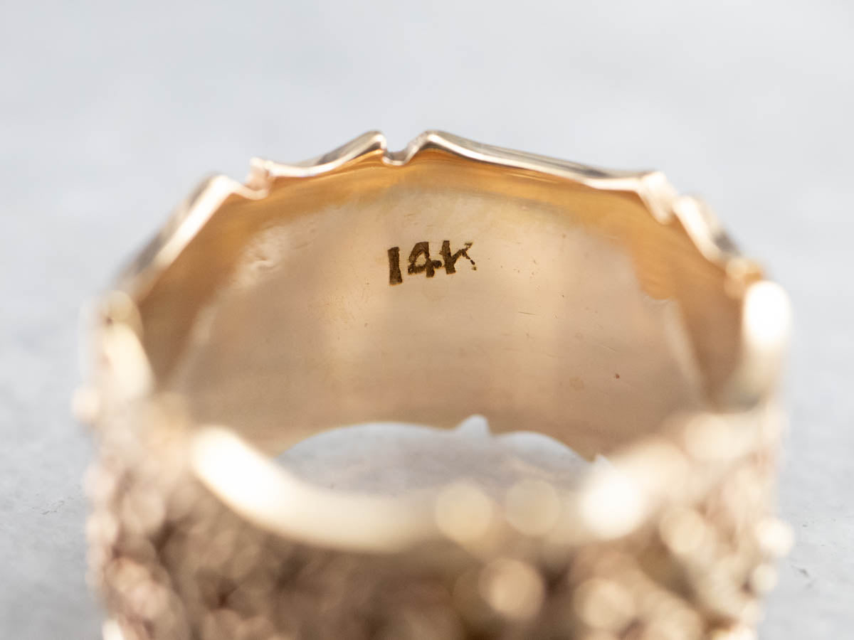 Ornate Yellow Gold Heart Pattern Band