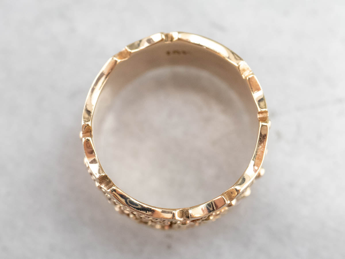 Ornate Yellow Gold Heart Pattern Band