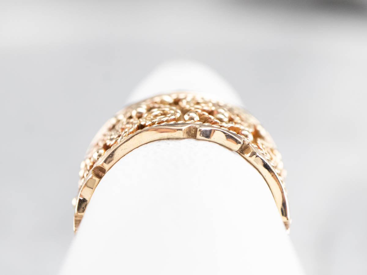 Ornate Yellow Gold Heart Pattern Band
