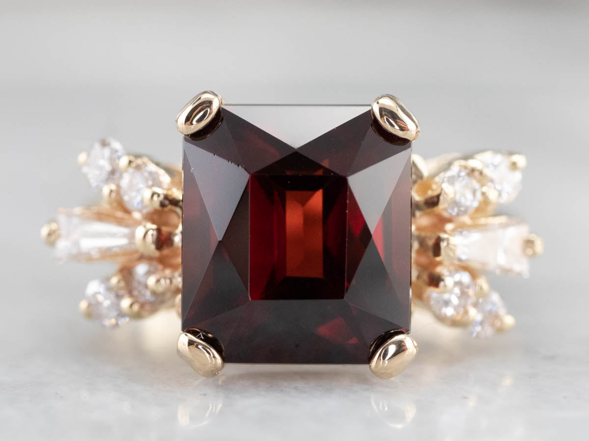 Vintage Garnet and Diamond Cocktail Ring