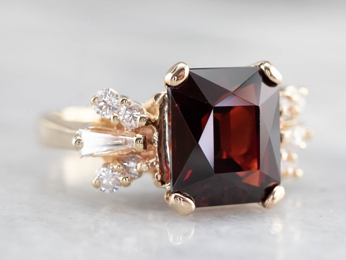 Vintage Garnet and Diamond Cocktail Ring
