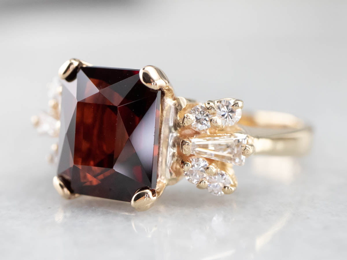 Vintage Garnet and Diamond Cocktail Ring