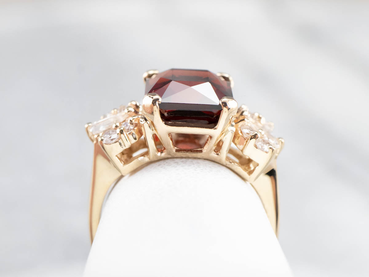 Vintage Garnet and Diamond Cocktail Ring