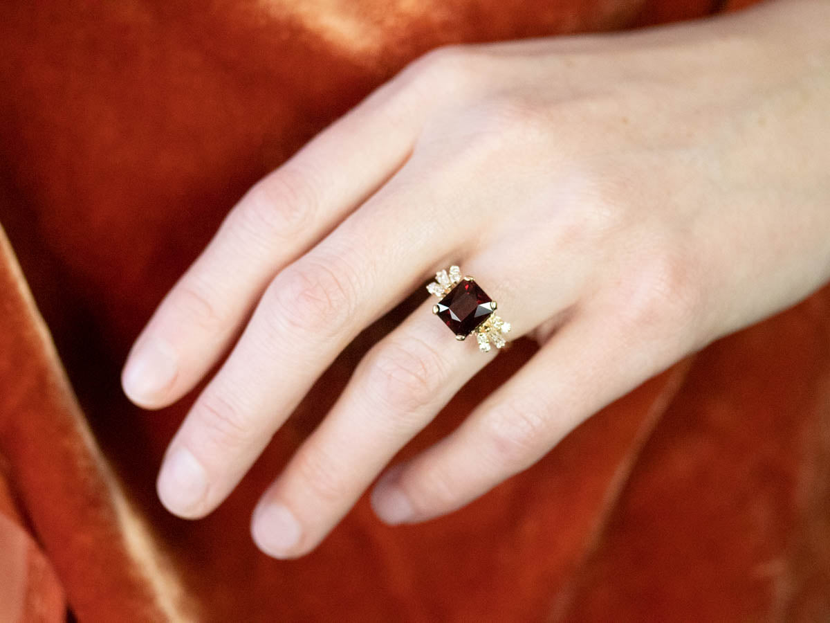 Vintage Garnet and Diamond Cocktail Ring