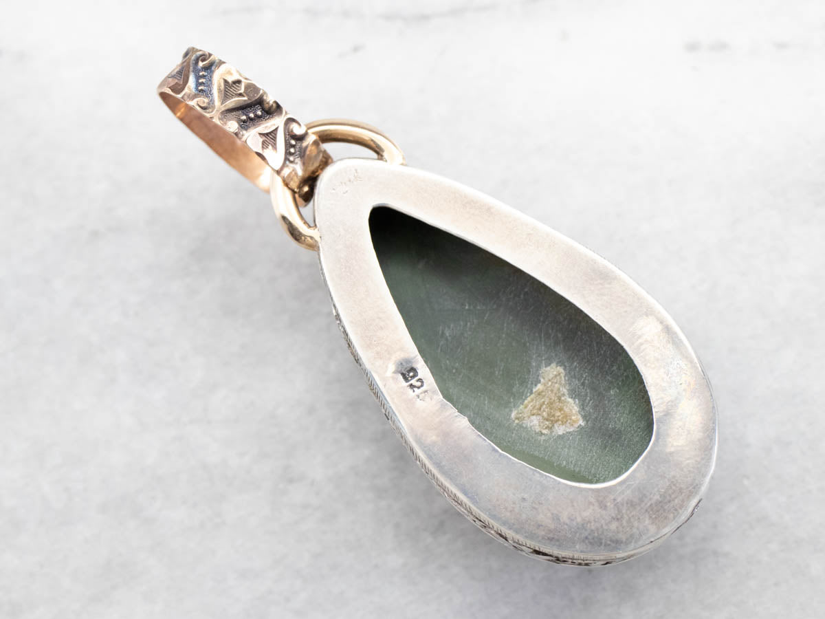 Earthy Brown Jasper Mixed Metal Statement Pendant