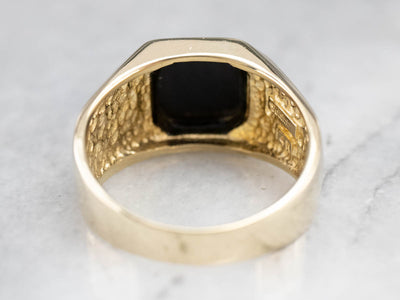 Retro Black Onyx Gold Men's Statement Ring
