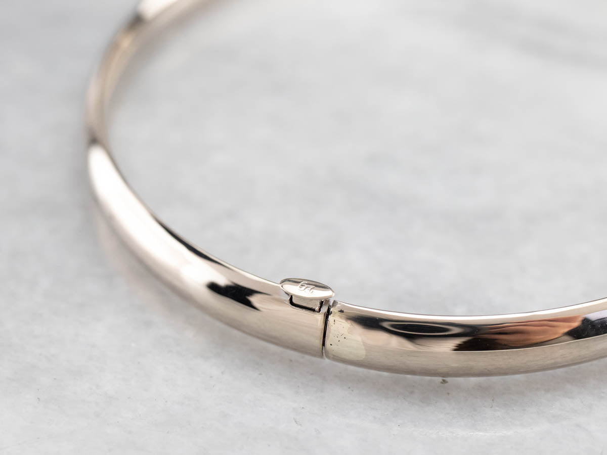 Plain Hinged White Gold Bangle Bracelet