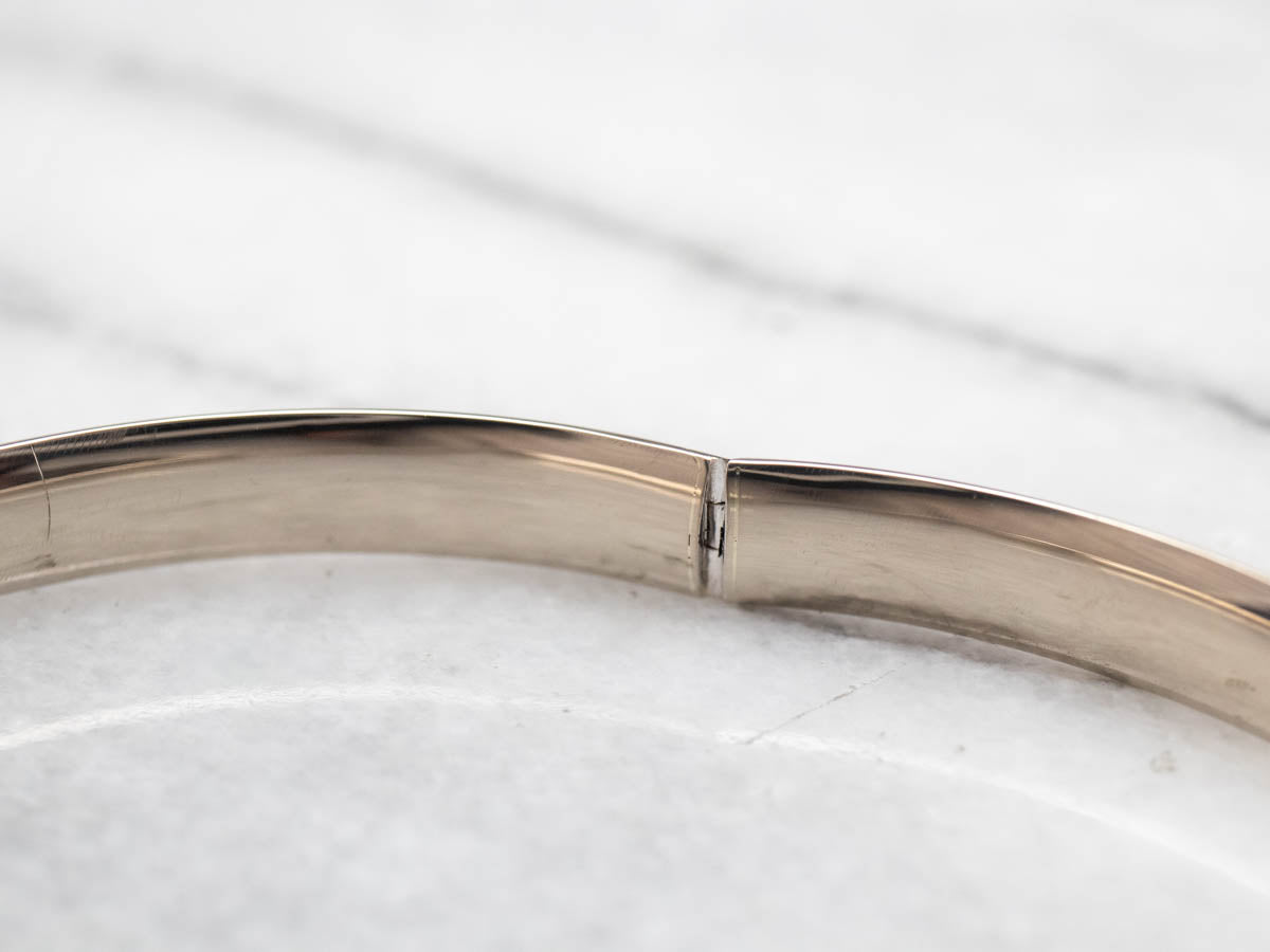 Plain Hinged White Gold Bangle Bracelet