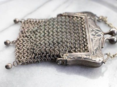 Antique Silver Chatelaine Purse - Silver Mesh Purse - .800 silver - Europe  - late 19th / 20th century - Catawiki