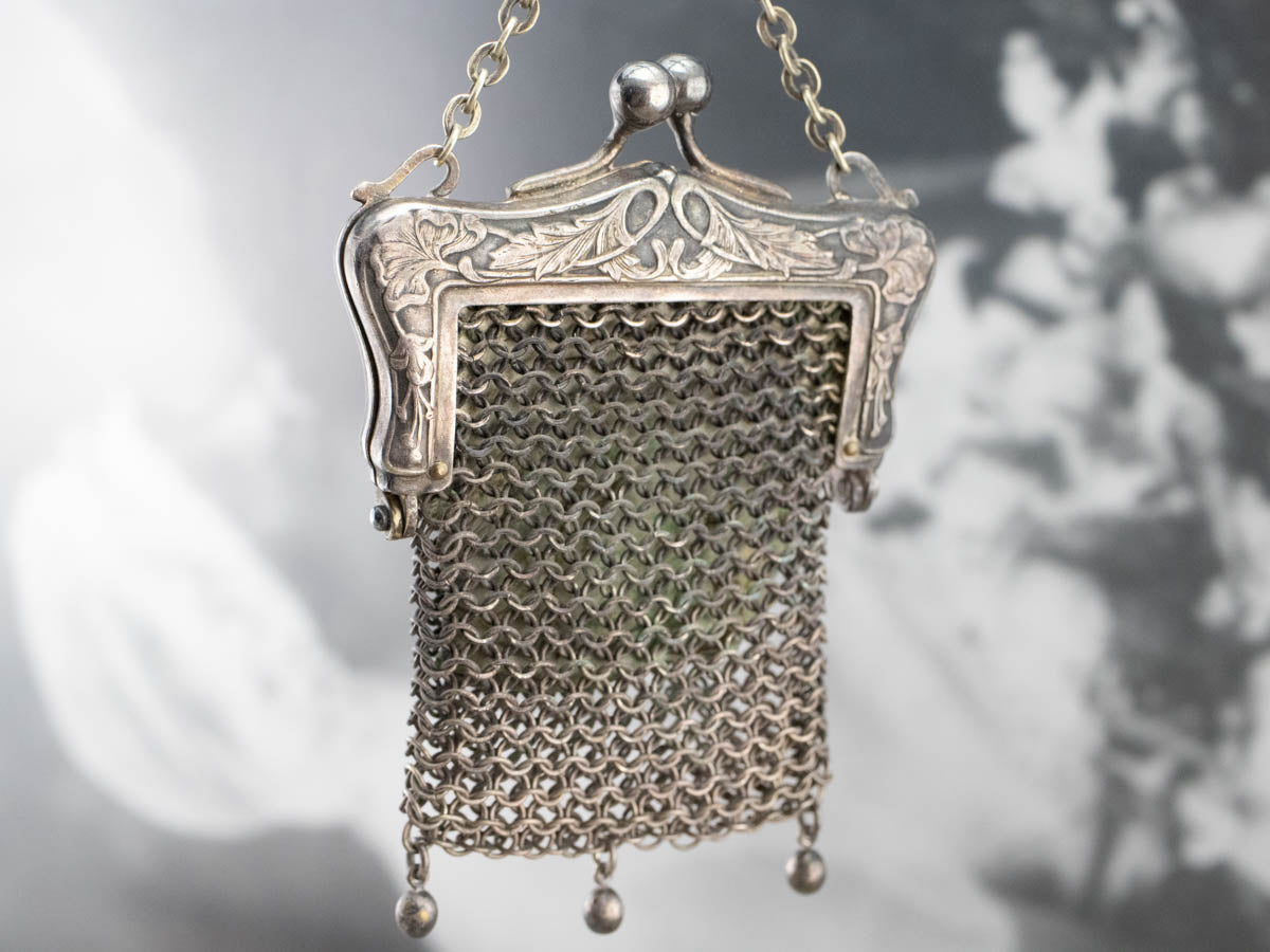 Victorian Antique German Silver Chain Link Mesh Purse Handbag + 2 Indian  Penny | eBay