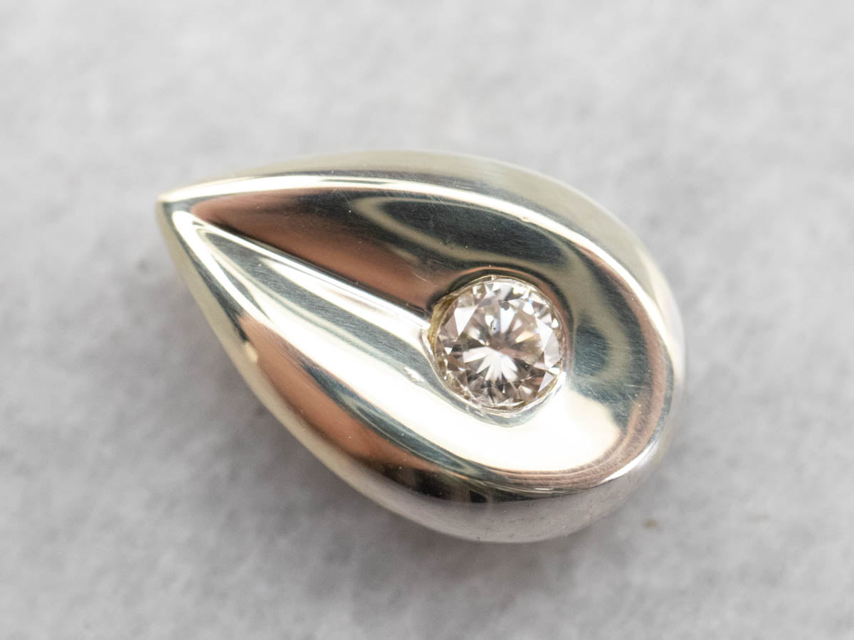 Teardrop Diamond Pendant in White Gold