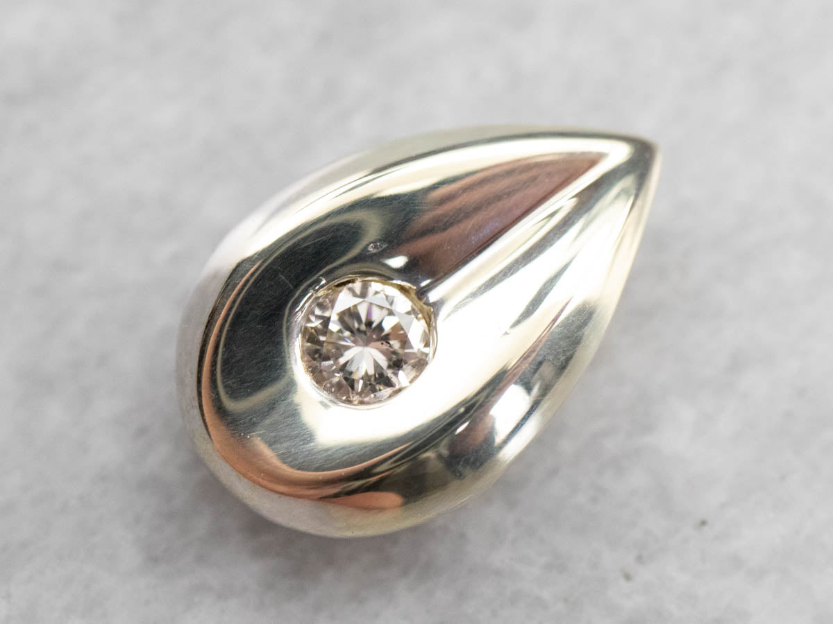 Teardrop Diamond Pendant in White Gold