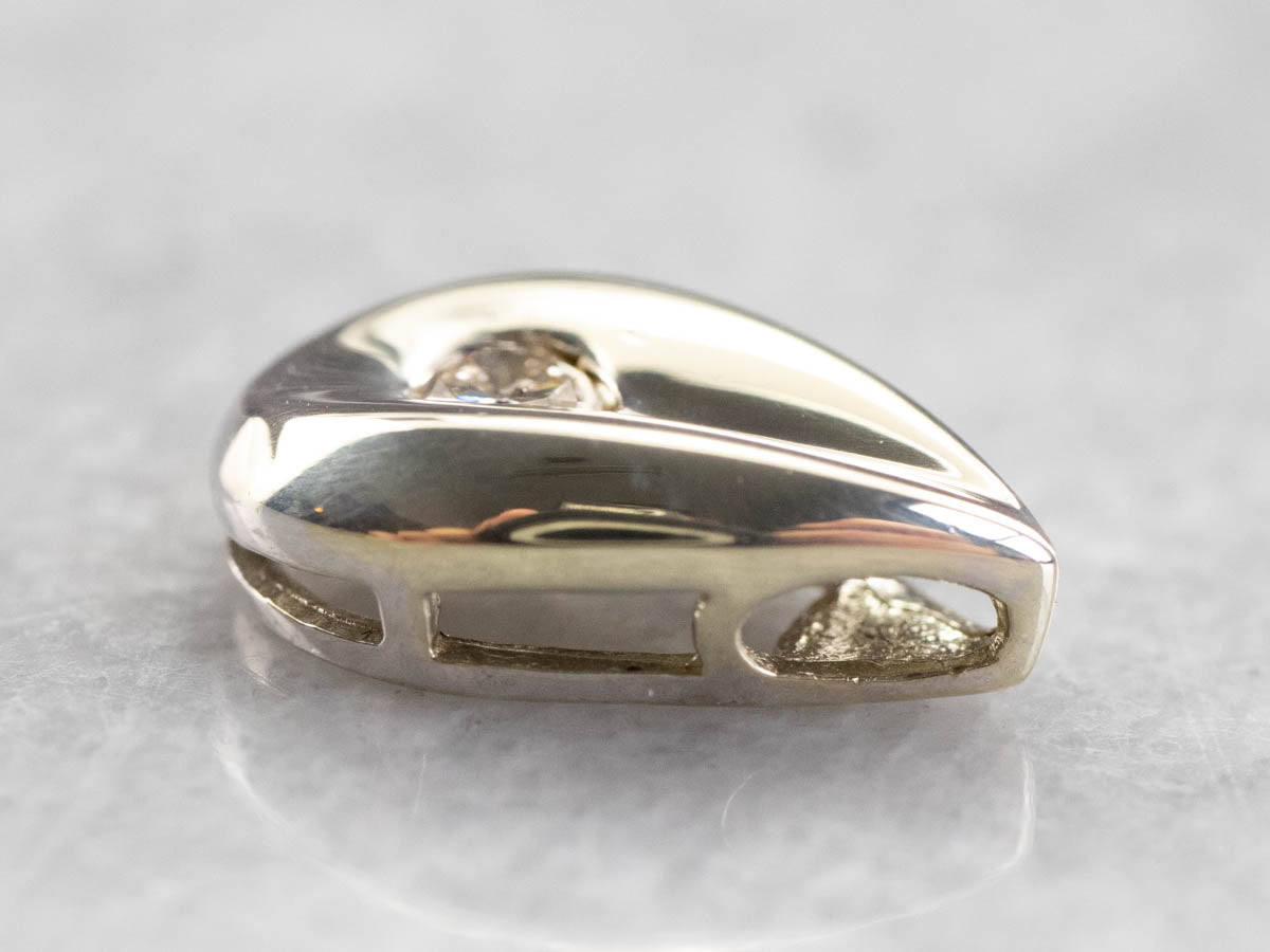 Teardrop Diamond Pendant in White Gold