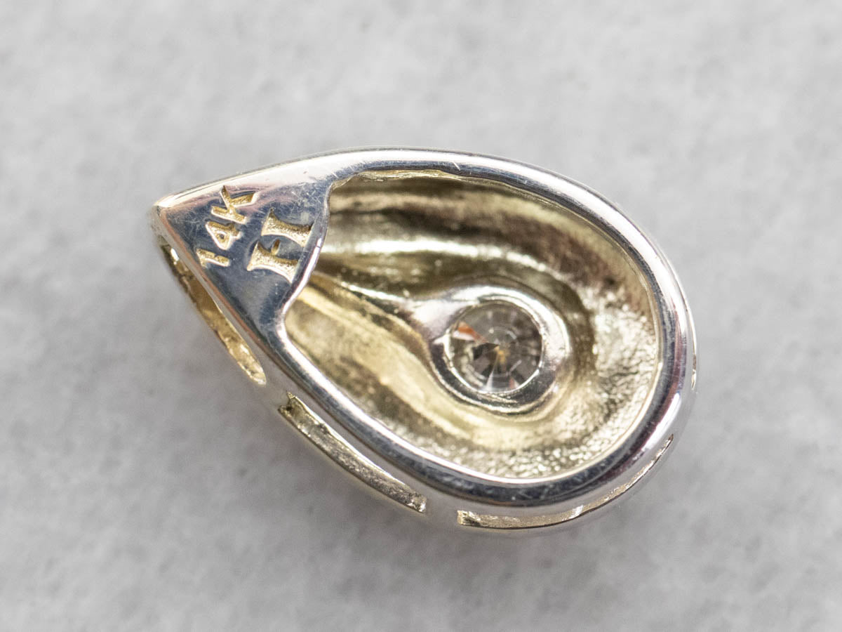 Teardrop Diamond Pendant in White Gold