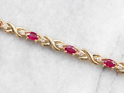 9ct gold ruby and diamond bracelet Clearance
