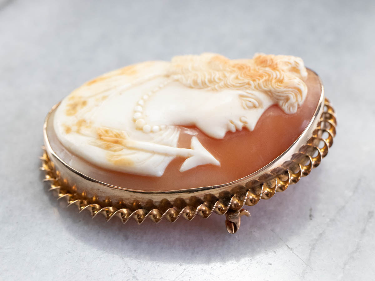 Greek Goddess Artemis Cameo Brooch or Pendant