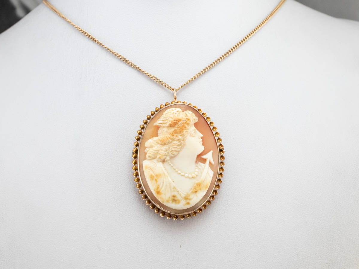 Greek Goddess Artemis Cameo Brooch or Pendant
