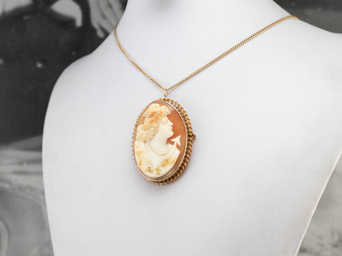 Greek Goddess Artemis Cameo Brooch or Pendant