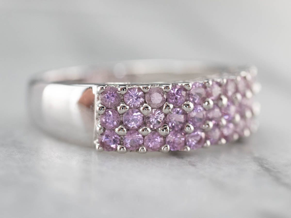 White Gold Pink Sapphire Cocktail Band