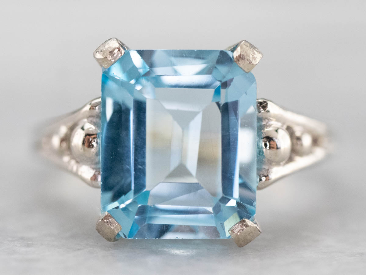 Blue Topaz White Gold Solitaire Ring