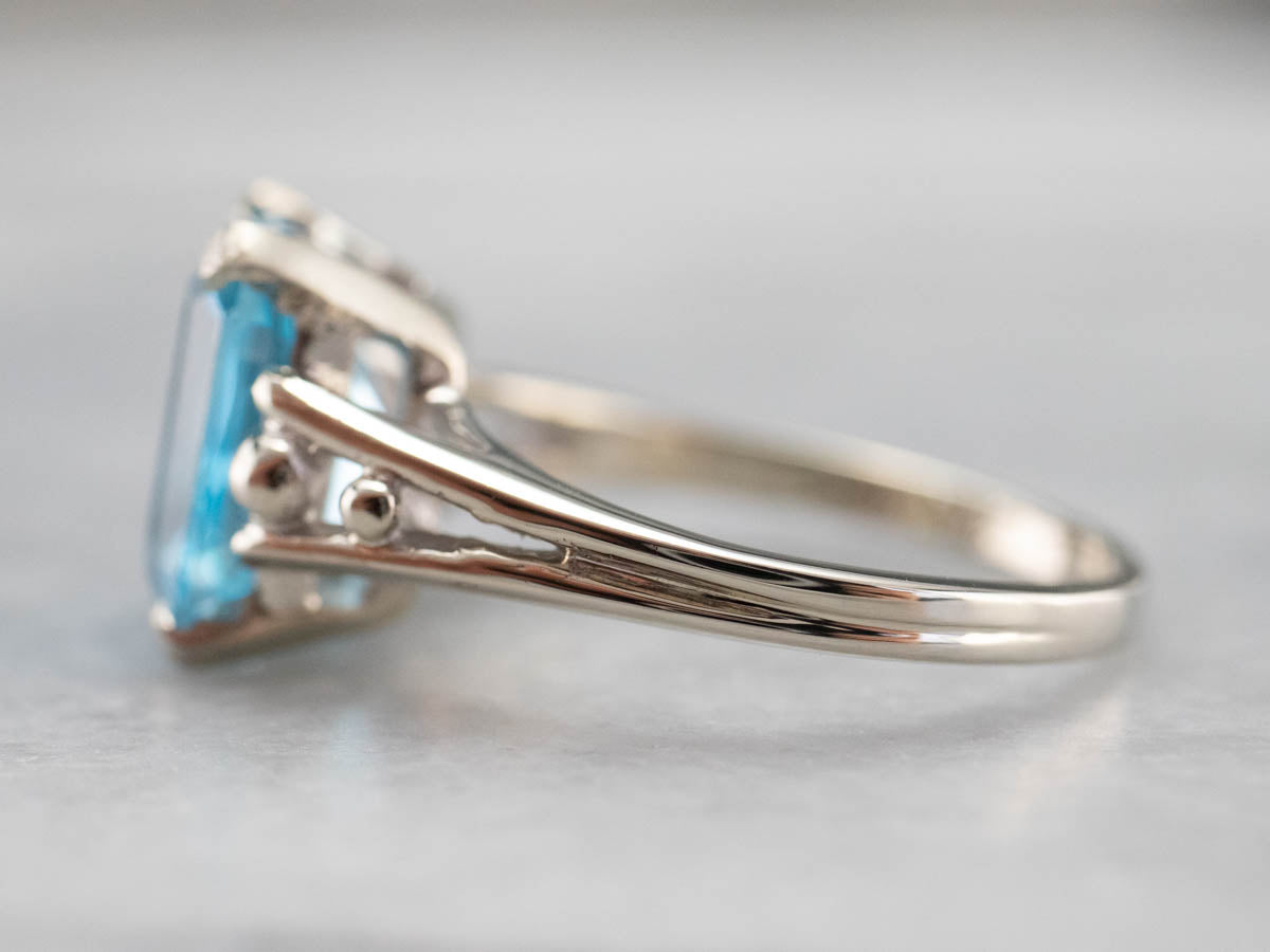 Blue Topaz White Gold Solitaire Ring