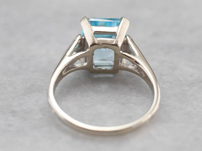 Blue Topaz White Gold Solitaire Ring