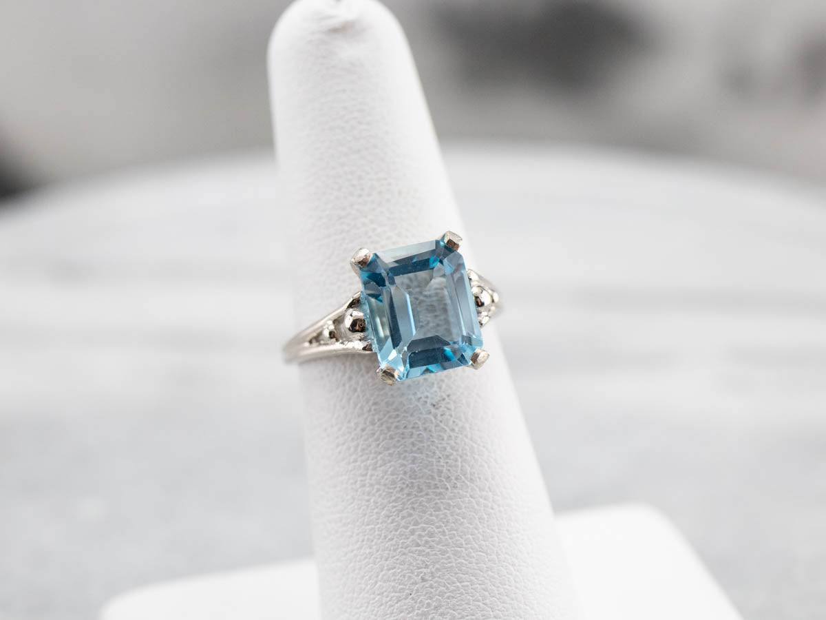 Blue Topaz White Gold Solitaire Ring