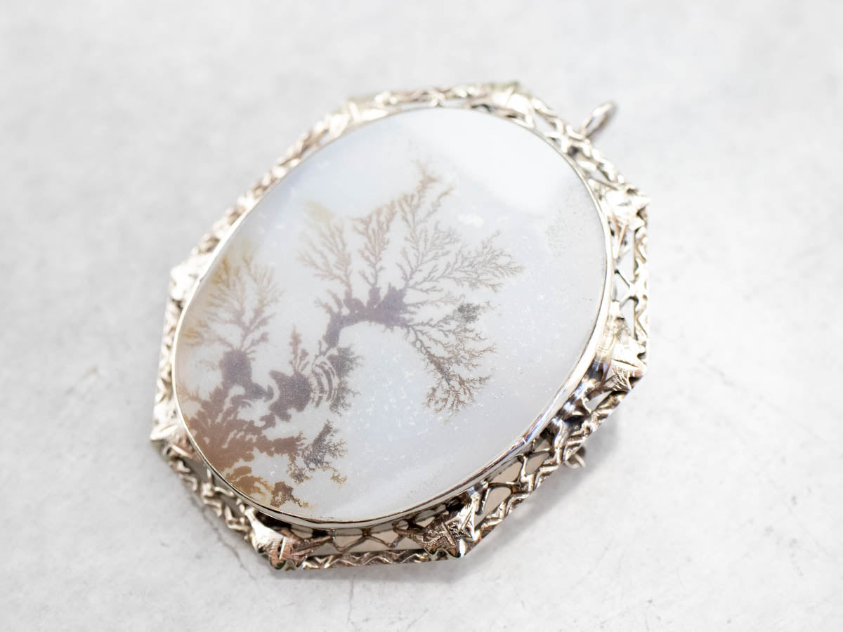 Shazar Stone Dendritic Agate Brooch or Pendant