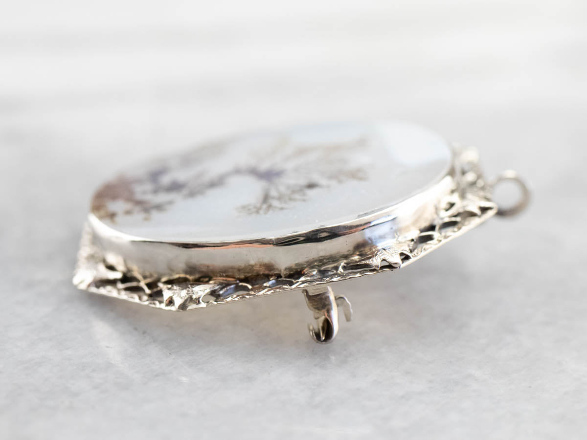 Shazar Stone Dendritic Agate Brooch or Pendant