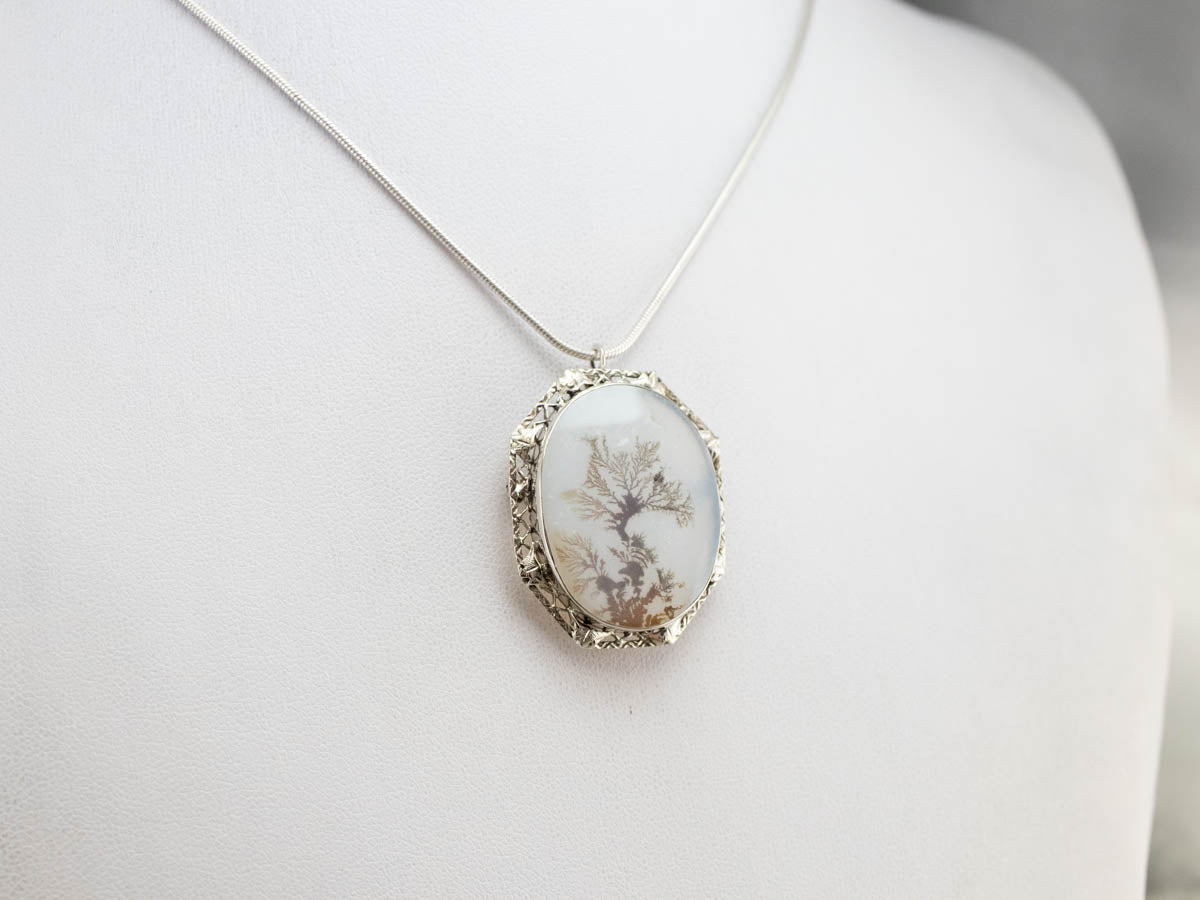 Shazar Stone Dendritic Agate Brooch or Pendant