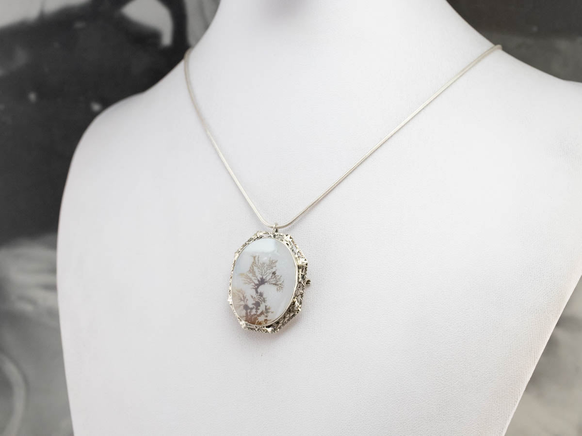 Shazar Stone Dendritic Agate Brooch or Pendant